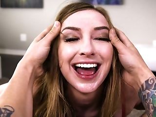 Bitch With Wiped Makeup Gracie Green Gets Messy Facial Cumshot After A Deepthroat Blow-job