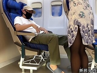 Whorey Asian Stewardess Gets Fucked On The Plane